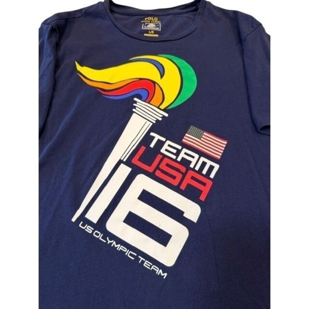 Polo Ralph Lauren Team USA 2016 Olympic Games Navy Blue Graphic T-Shirt Size L